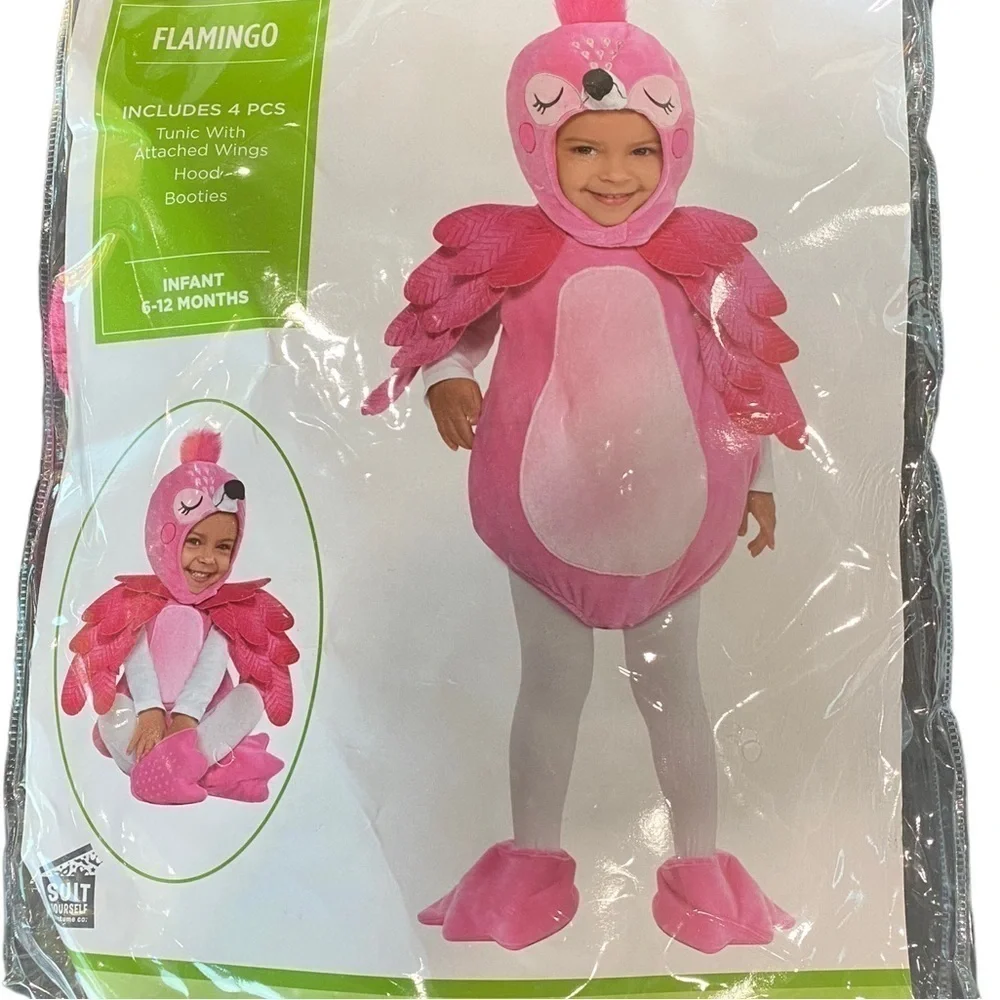 NEW Infant Costume 4 PC Pink Flamingo 6-12 months Costume Dress Up Play Time